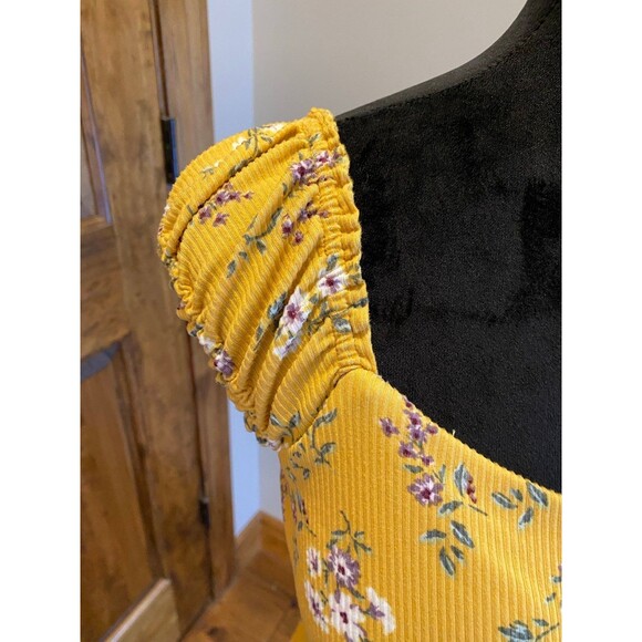 No Boundaries Boho Hippie Dress Gold Size XL 15-17 Off/On Shoulder NWT Smocked - Picture 4 of 12